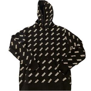 Vans Off The Wall Sweatshirt Mens S Black Hoodie All Over Print Sweatshirt Surf